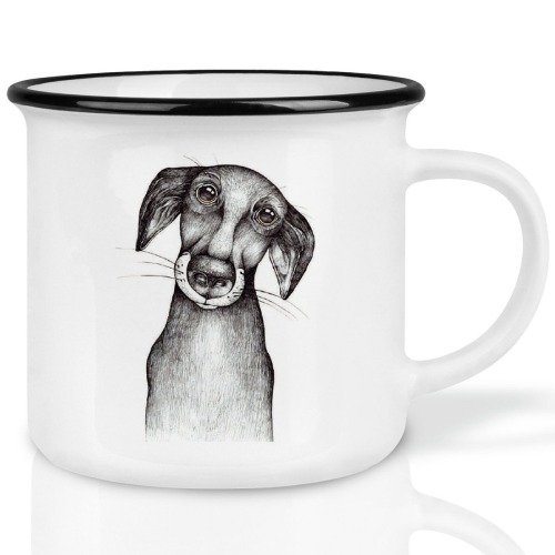 Emaille mok hond 500 ml