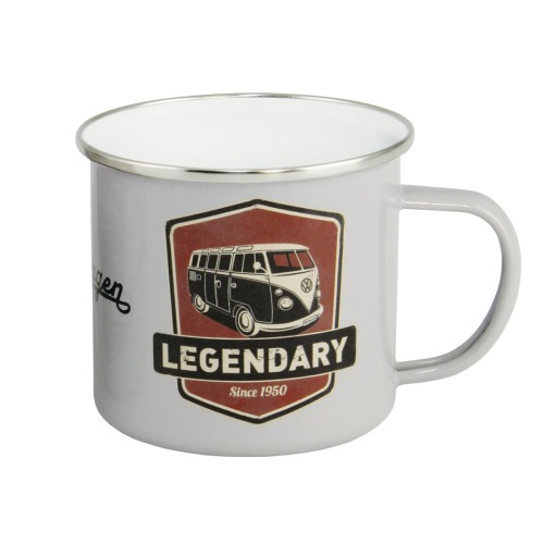 Emaille mok vw bus Legendary grijs 500 ml