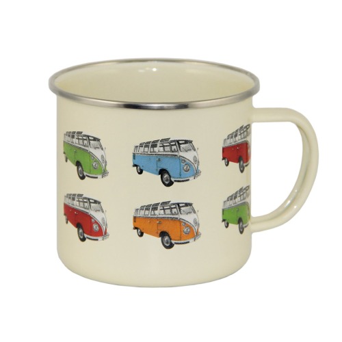 Emaille mok vw bus parade grijs 500 ml