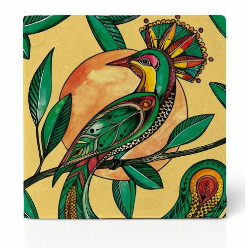 Tegelonderzetter vogel perzik